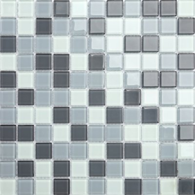 Mozaika CH4018PM skleněná šedá bílá 30x30cm sklo