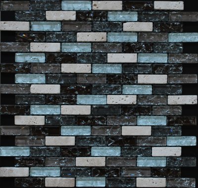 Mozaika JSM-BL036 skleněná kámen béžová hnědá 29,7x29,7cm sklo kamenná