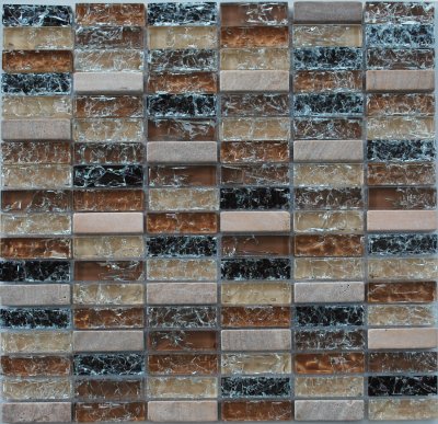 Mozaika JSM-BL009 skleněná kámen hnědá béžová 29,7x29,7cm sklo kamenná