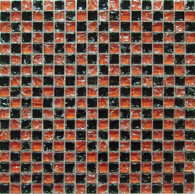 Mozaika JSM-BL001 skleněná černá červená 29,7x29,7cm sklo