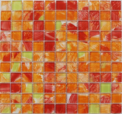 Mozaika JSM-CH017 skleněná žlutá červená oranžová 29,7x29,7cm sklo
