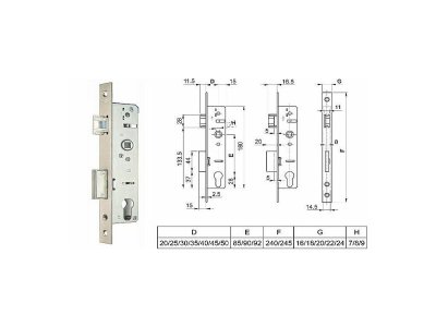 Zámek EURO-S Fab 90/30 střelka hl.45 bez PP (014607) (804508)