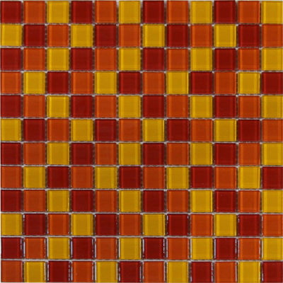Mozaika ASHS202 skleněná červená žlutá oranžová 29,7x29,7cm sklo