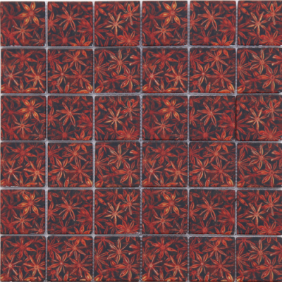 Mozaika ASCH008 skleněná hnědá oranžová s dekorem 29,7x29,7cm sklo