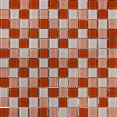 Mozaika H11+H13+H15 skleněná červená světlá růžová krémová 29,7x29,7cm sklo