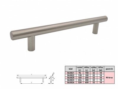 HRAZDA úchytka 10/160/200mm NiB