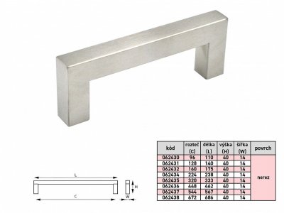 TINA 14x14 / 320mm úchytka NEREZ