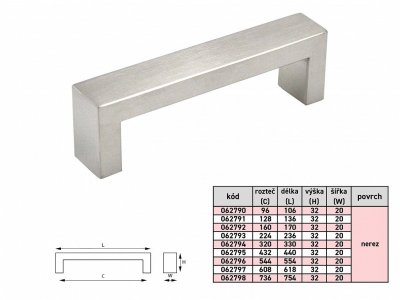 EMÍLIE 736mm úchytka NEREZ 10x20mm