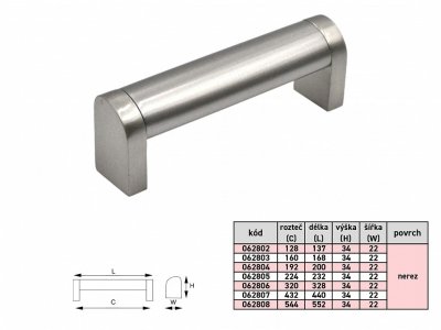 KARIN 160/168mm úchytka NEREZ