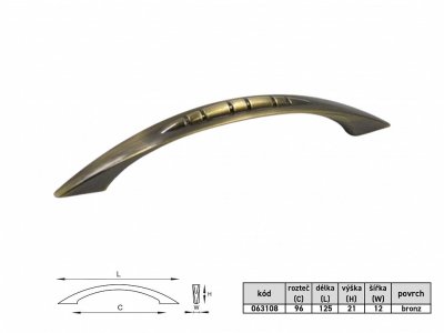 GLADIOLA 96mm úchytka BRONZ