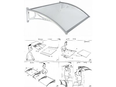 Stříška vchodová MODUL 1 stříbrná - variabilní 1200x700x5mm "AKČNÍ CENA BEZ SLEVY"