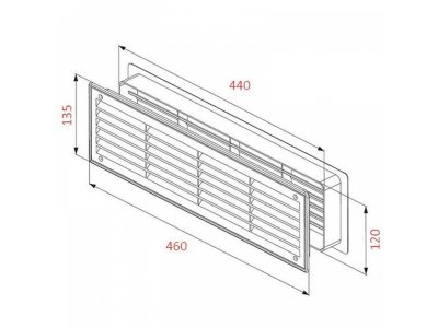 Větrací mřížka T15 440x120  BÍLÁ