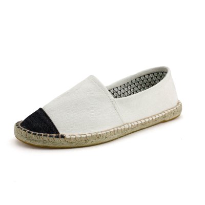 Espadrilky textilní boty Fancy - bílé s černou špičkou