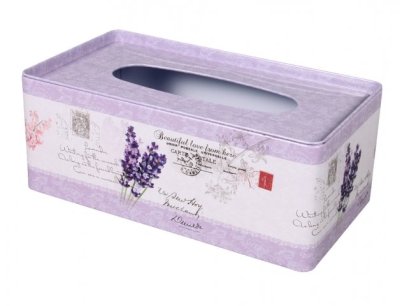 NG 96200 Krabička LEVANDULE BIG na kapesníky plechová 24x13x10cm 130x240x95