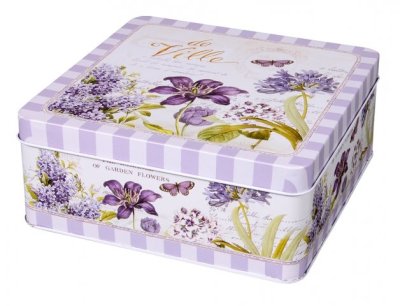 NG 96189 Set dóz FIALKA 15x15, 18x18, 21x21 x 8cm plechový 3ks 210x210x85