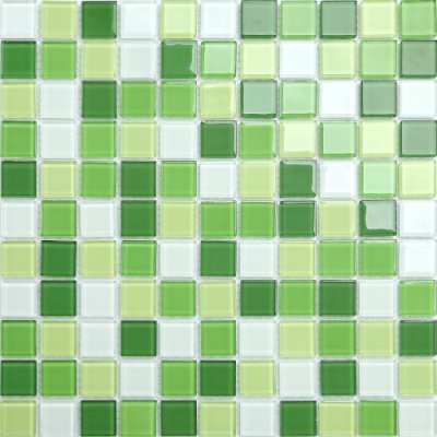 Mozaika CH4004PM skleněná zelená bílá 30x30cm sklo