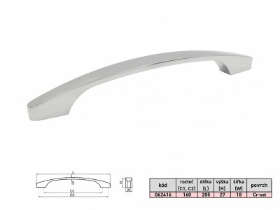 ALICE 160/192 délka 205  úchytka CHROM-SAT "AKČNÍ CENA BEZ SLEVY"