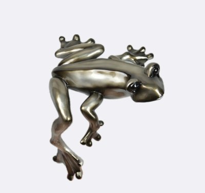 Socha Žába sedící stříbrná 38 x 36 x 46cm