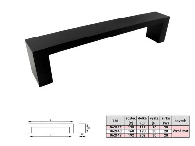 VIKTORIE 160mm úchytka černá mat