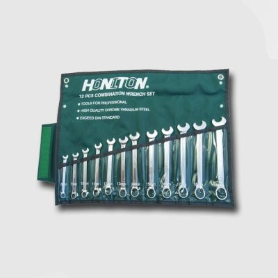 HONITON Sada očkoplochých ráčnových klíčů pevných 12 dílů | 8-19 mm, textilní obal