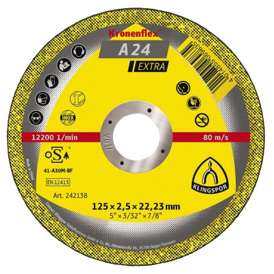 KLINGSPOR Kotouč řezný na ocel A 24 Extra A-ocel | 230x2x22,2 mm