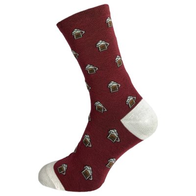 Ponožky bavlněné motiv piva červená vel. 35-38