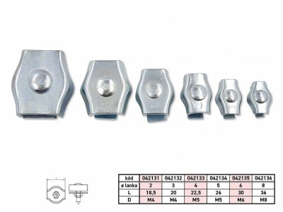 Lanová svorka SIMPLEX lanko 2mm  BZn M4