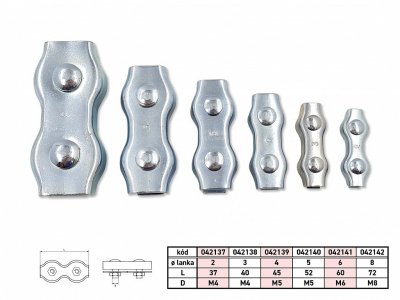 Lanová svorka DUPLEX lanko 2mm BZn M4