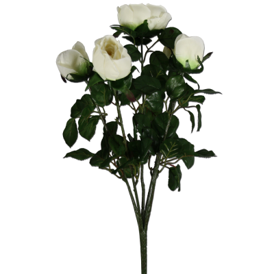Umělá květina kytice růží bílá 43cm