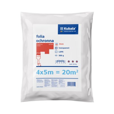 KUBALA Fólie zakryvací SUPER STRONG TRANSPARENT | 4x5 m, gramáž 500 g