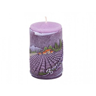 NG 95720fi Svíčka LEVANDULE VÁLEC zdobená vyřezávaná vonná d6x10cm 60x60x100