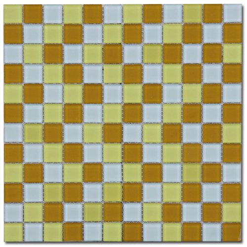 Maxwhite ASHS21 Mozaika skleněná žlutá bílá okrová 29,7x29,7cm sklo