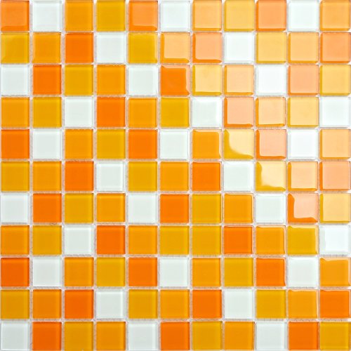 Maxwhite CH4008PM Mozaika skleněná bílá oranžová 30x30cm sklo