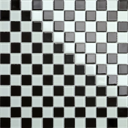 Maxwhite CH4011PM Mozaika skleněná bílá černá šachovnice 30x30cm sklo
