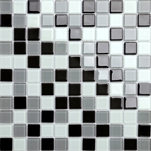 Maxwhite CH4019PM Mozaika sklenená čierna šedá biela 30x30cm sklo