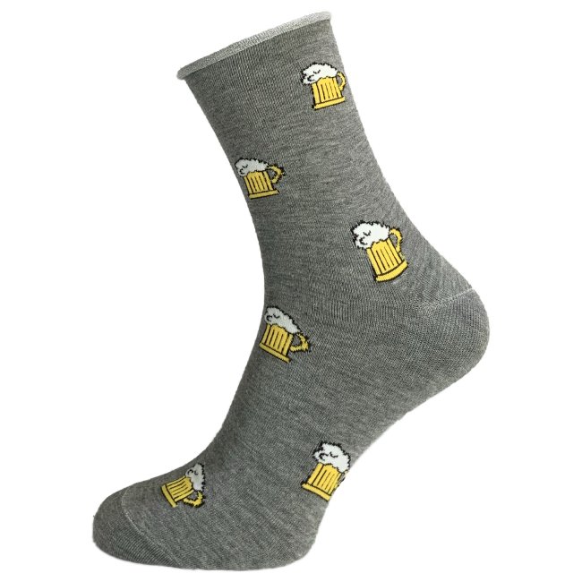 Zdravotní Ponožky bavlněné motiv piva šedé vel. 40-44