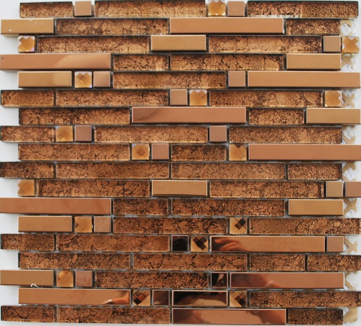 Maxwhite JSM-JB042 Mozaika sklenená nerezová hnedá bronzová 30x30cm sklo kov metal