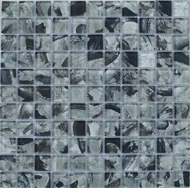 Maxwhite JSM-CH016 Mozaika sklenená šedá čierna 29,7x29,7cm sklo