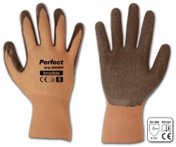 Rukavice pracovní hnědé polyester Latex vel.10